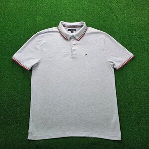 Tommy Hilfiger Polo Shirt Mens XL Light Blue‎ Slim Fit Short Sleeve Preppy Golf